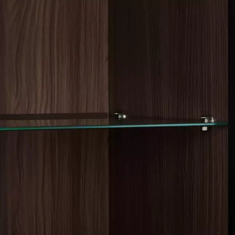 Meuble d'exposition lumineux à LED de 130 cm de haut avec porte en verre trempé, bibliothèque moderne avec cadre en métal pour salon, bureau/cabinet d'étude, noir - ModernLuxe