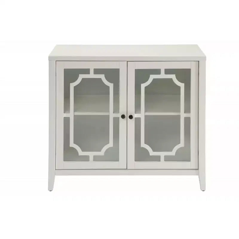 HomeRoots 34 White Sideboard with Two Glass Doors