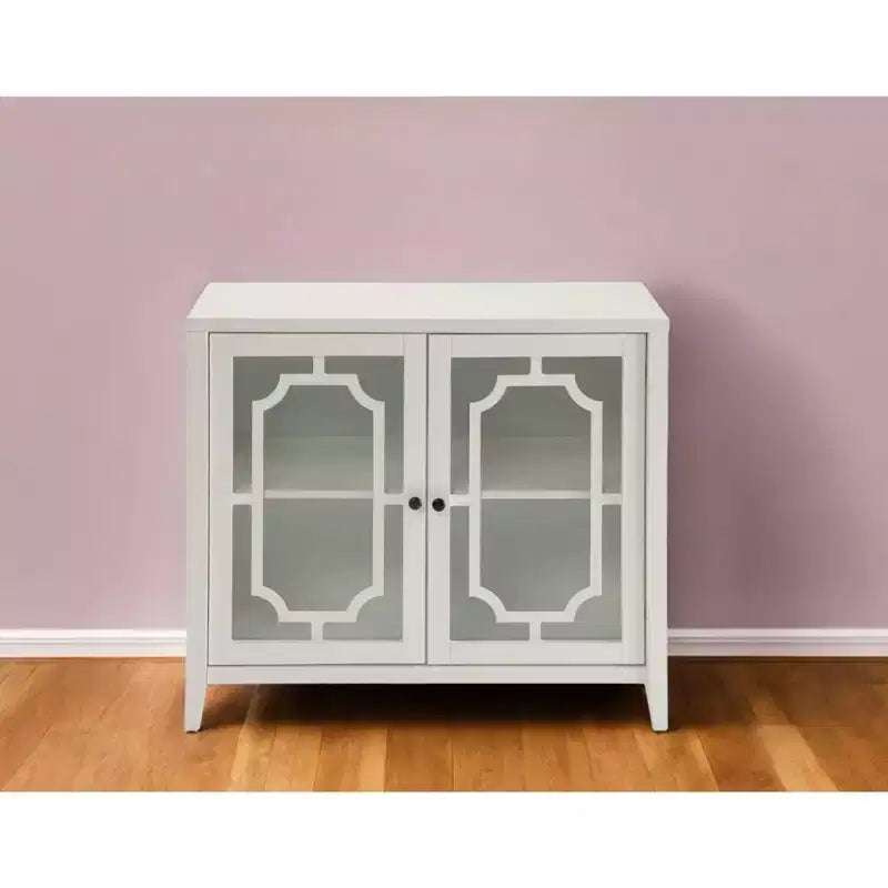 Buffet blanc 34 po avec deux portes vitrées
