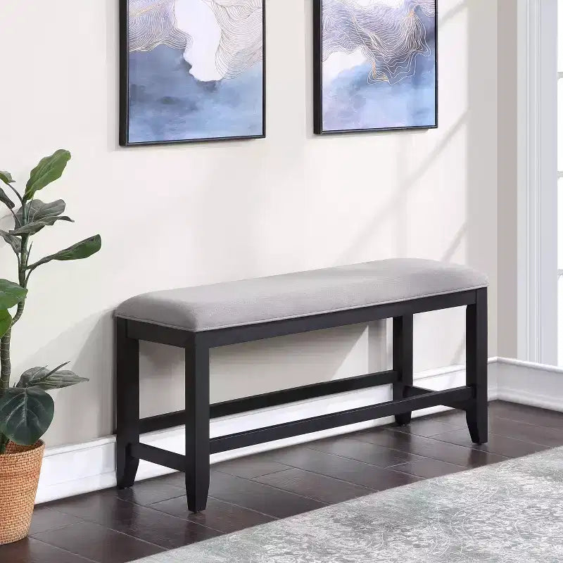 GDFStudio Nicole 47 W Modern Upholstered Fabric Hardwood Counter Bench
