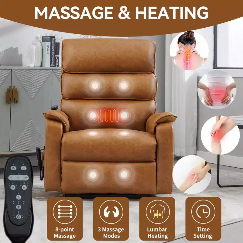 Fauteuil inclinable avec fonction de levage, chauffage et massage, fauteuil inclinable électrique moderne avec télécommande et double moteur