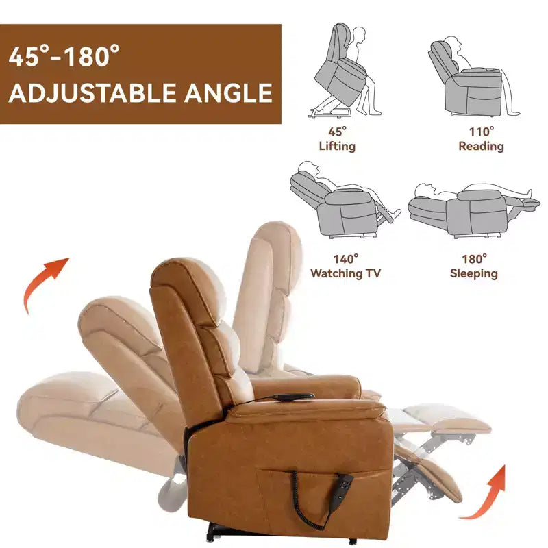 Fauteuil inclinable avec fonction de levage, chauffage et massage, fauteuil inclinable électrique moderne avec télécommande et double moteur