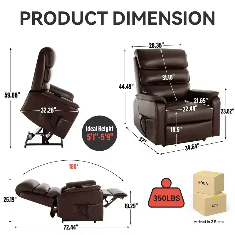 Fauteuil inclinable avec fonction de levage, chauffage et massage, fauteuil inclinable électrique moderne avec télécommande et double moteur
