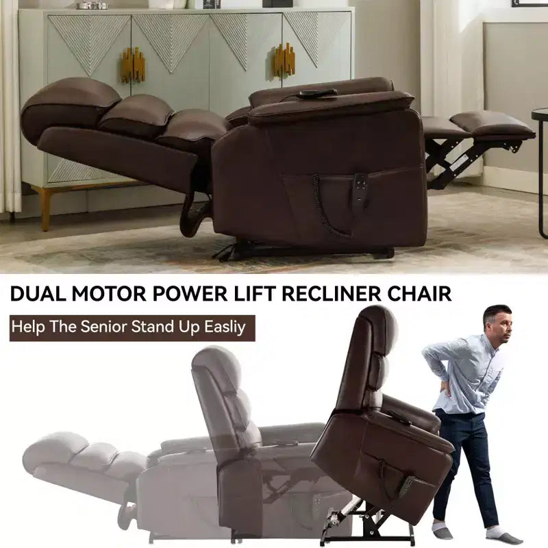 Fauteuil inclinable avec fonction de levage, chauffage et massage, fauteuil inclinable électrique moderne avec télécommande et double moteur