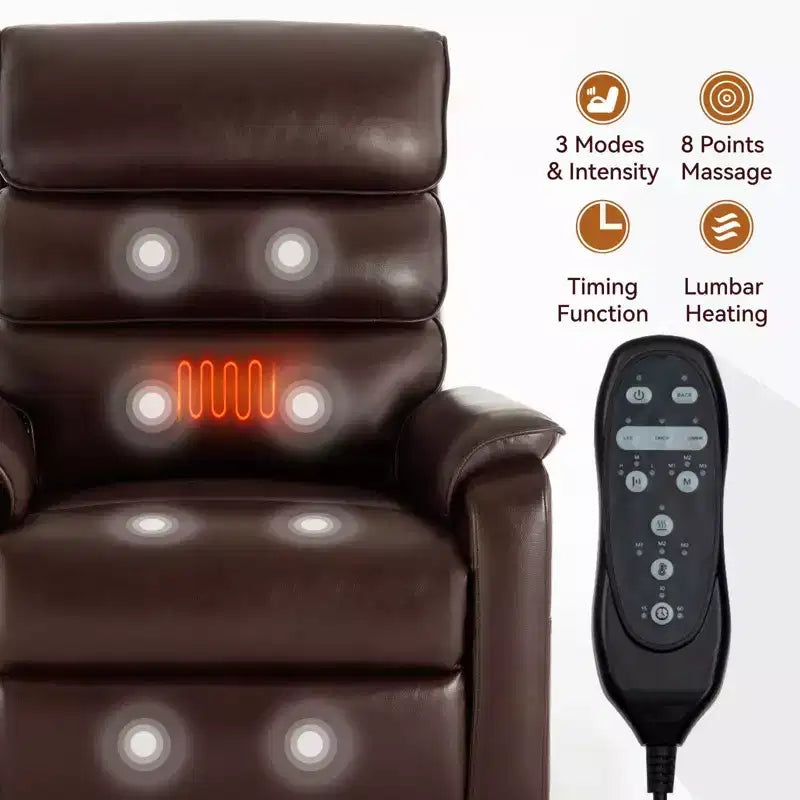Fauteuil inclinable avec fonction de levage, chauffage et massage, fauteuil inclinable électrique moderne avec télécommande et double moteur