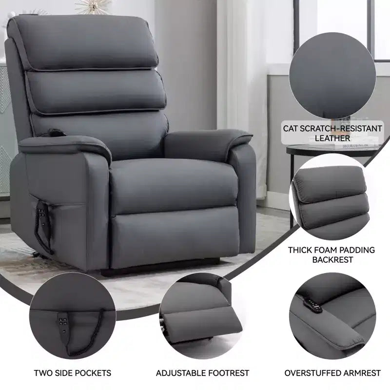 Fauteuil inclinable avec fonction de levage, chauffage et massage, fauteuil inclinable électrique moderne avec télécommande et double moteur