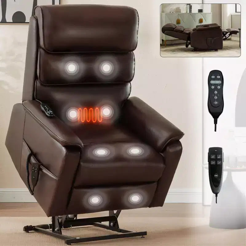 Fauteuil inclinable avec fonction de levage, chauffage et massage, fauteuil inclinable électrique moderne avec télécommande et double moteur