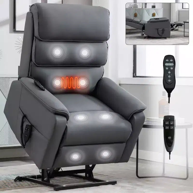 Fauteuil inclinable avec fonction de levage, chauffage et massage, fauteuil inclinable électrique moderne avec télécommande et double moteur