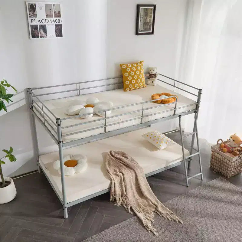 Lit superposé en métal blanc, taille double, pour enfants, adolescents et adultes, lit superposé en métal robuste avec échelle