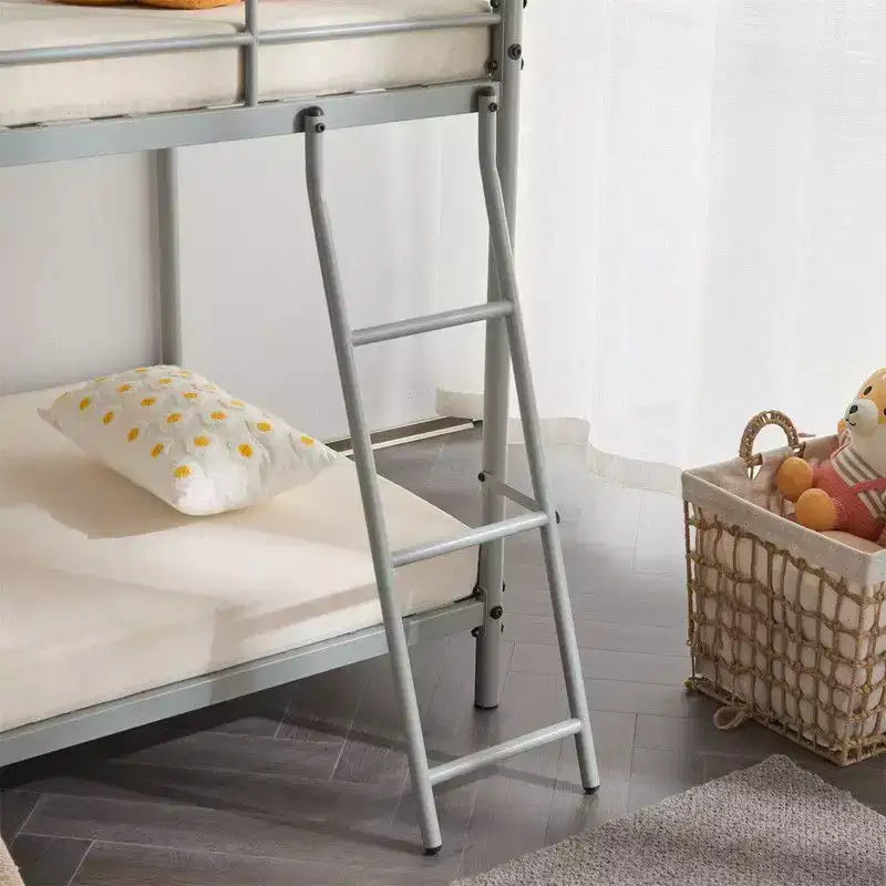 Lit superposé en métal blanc, taille double, pour enfants, adolescents et adultes, lit superposé en métal robuste avec échelle