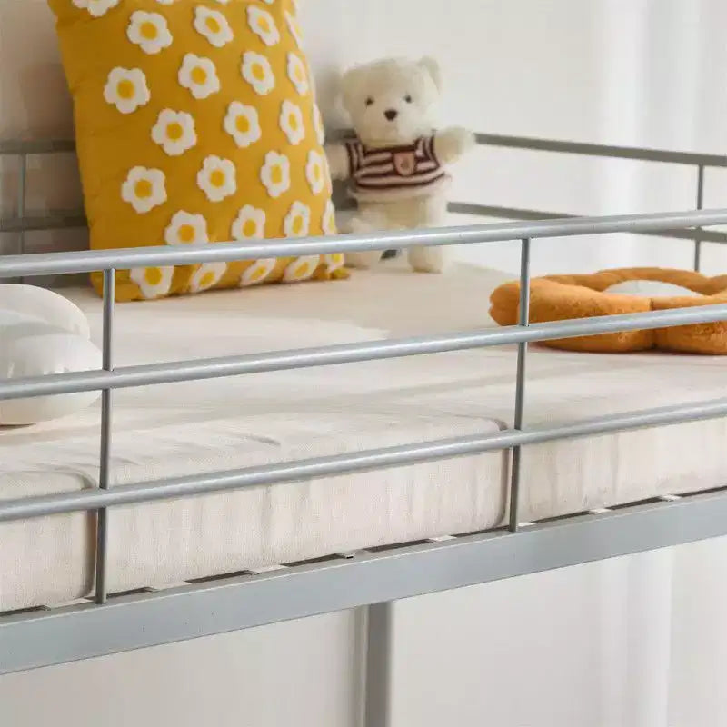 Lit superposé en métal blanc, taille double, pour enfants, adolescents et adultes, lit superposé en métal robuste avec échelle