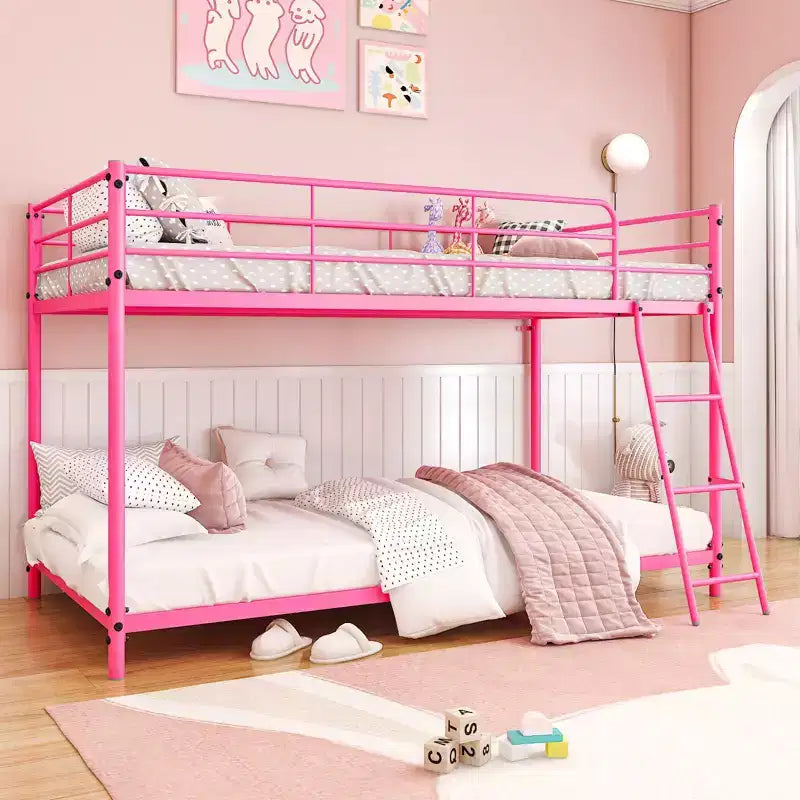 Lit superposé en métal blanc, taille double, pour enfants, adolescents et adultes, lit superposé en métal robuste avec échelle