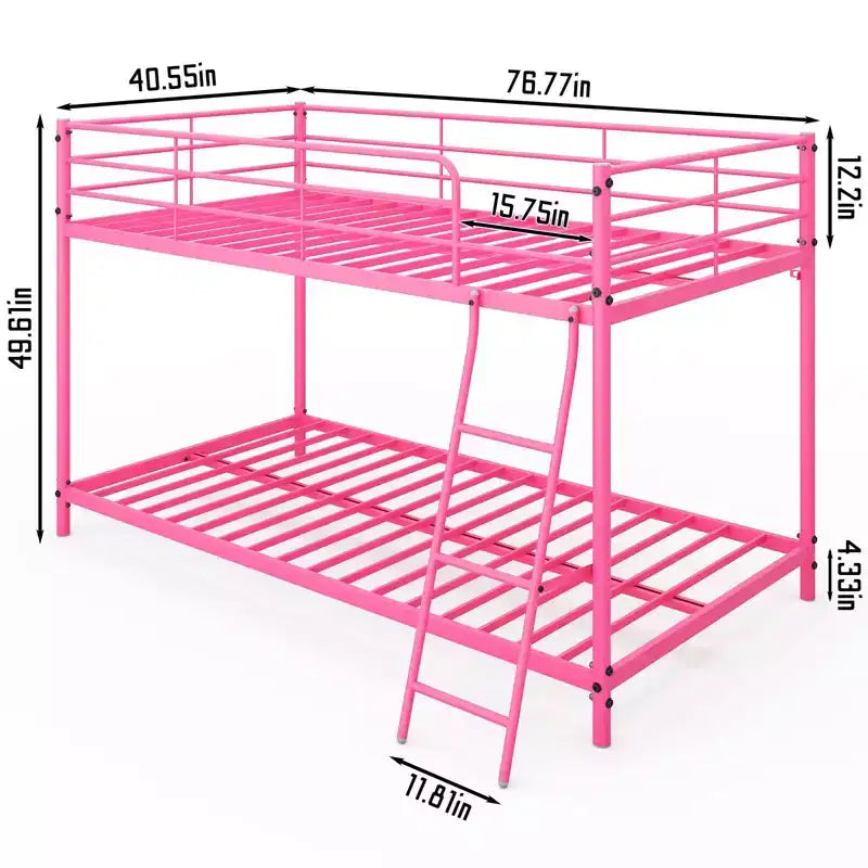Lit superposé en métal blanc, taille double, pour enfants, adolescents et adultes, lit superposé en métal robuste avec échelle