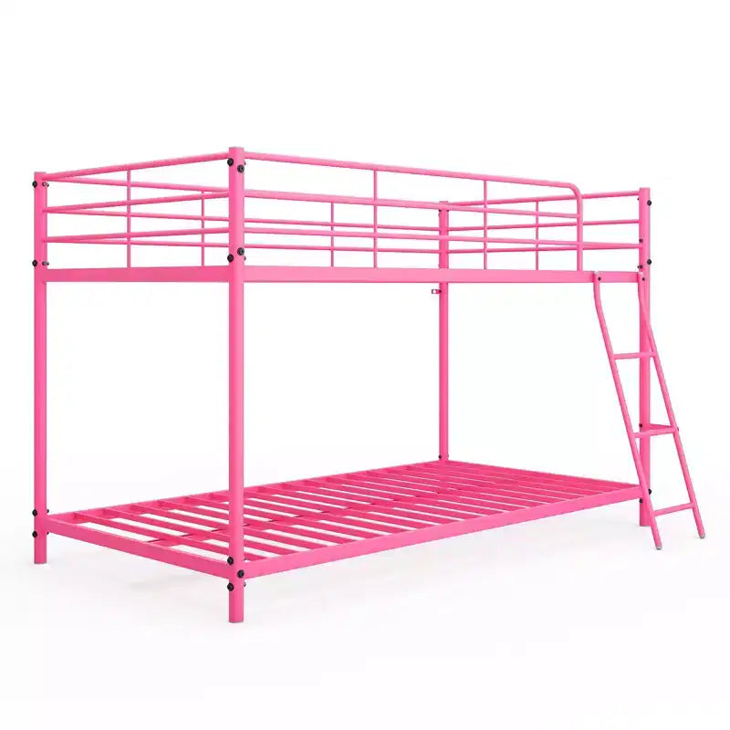 Lit superposé en métal blanc, taille double, pour enfants, adolescents et adultes, lit superposé en métal robuste avec échelle