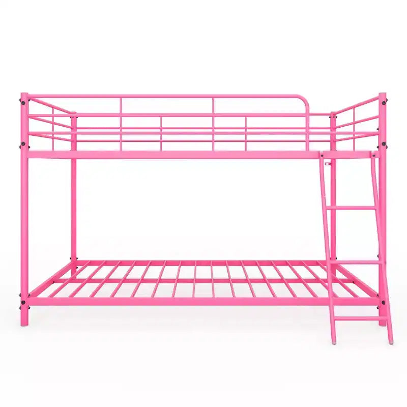 Lit superposé en métal blanc, taille double, pour enfants, adolescents et adultes, lit superposé en métal robuste avec échelle
