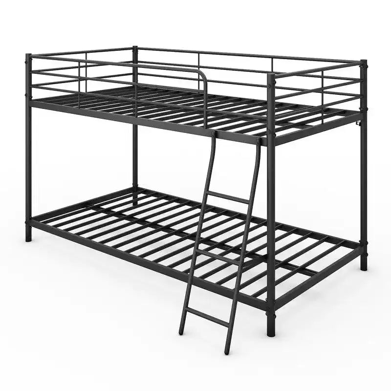 Lit superposé en métal blanc, taille double, pour enfants, adolescents et adultes, lit superposé en métal robuste avec échelle