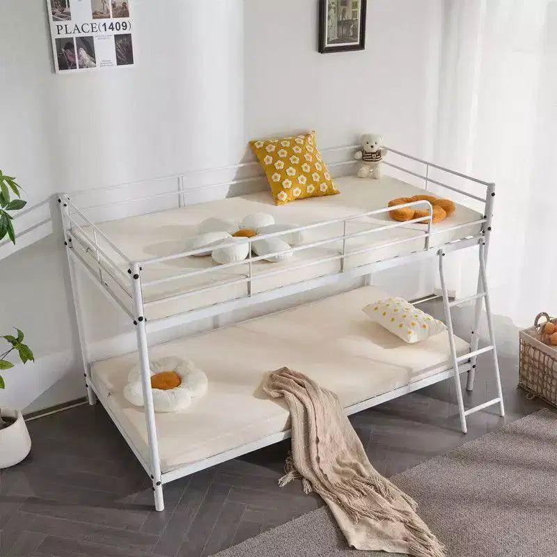 Lit superposé en métal blanc, taille double, pour enfants, adolescents et adultes, lit superposé en métal robuste avec échelle