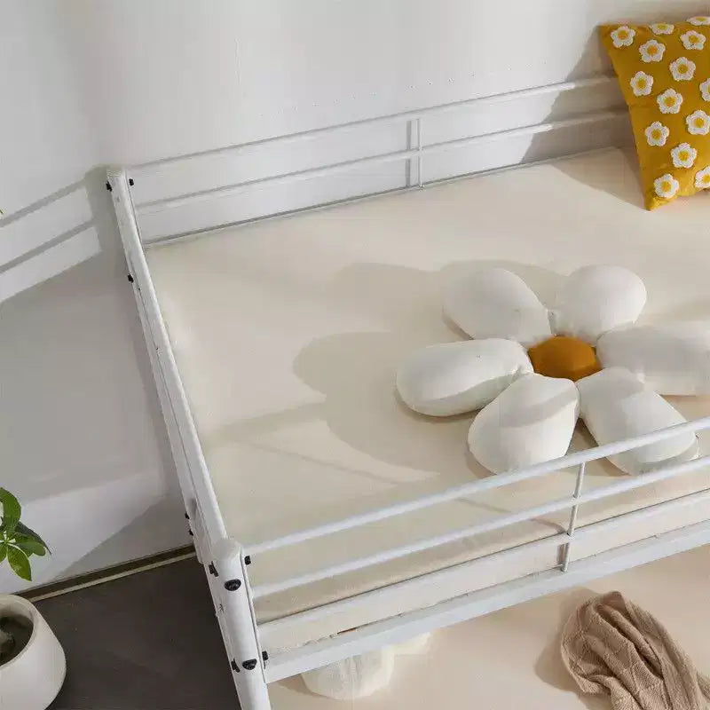 Lit superposé en métal blanc, taille double, pour enfants, adolescents et adultes, lit superposé en métal robuste avec échelle
