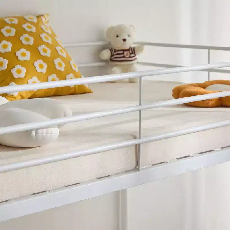 Lit superposé en métal blanc, taille double, pour enfants, adolescents et adultes, lit superposé en métal robuste avec échelle