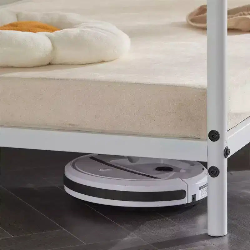 Lit superposé en métal blanc, taille double, pour enfants, adolescents et adultes, lit superposé en métal robuste avec échelle