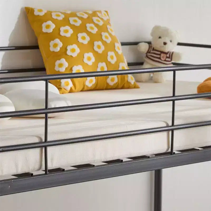 Lit superposé en métal blanc, taille double, pour enfants, adolescents et adultes, lit superposé en métal robuste avec échelle
