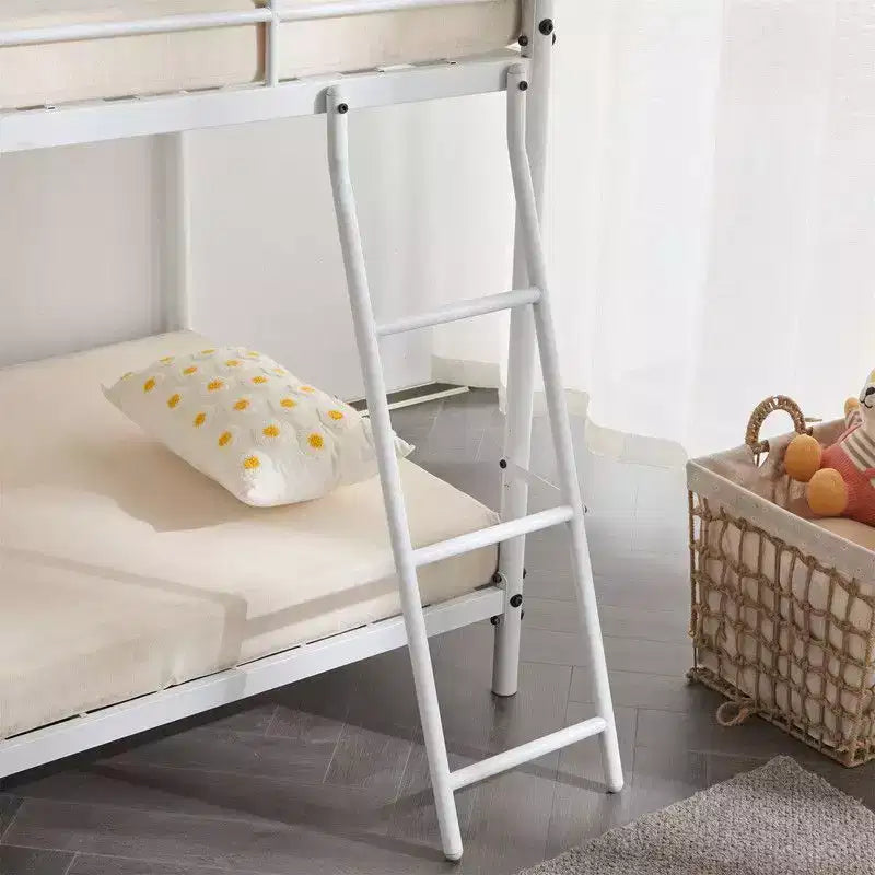 Lit superposé en métal blanc, taille double, pour enfants, adolescents et adultes, lit superposé en métal robuste avec échelle