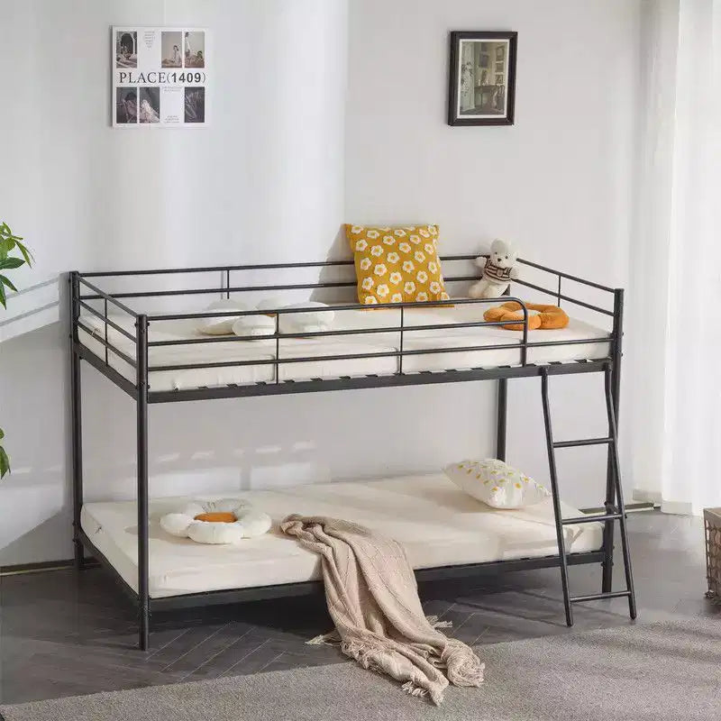 Lit superposé en métal blanc, taille double, pour enfants, adolescents et adultes, lit superposé en métal robuste avec échelle