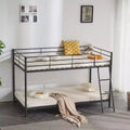 Lit superposé en métal blanc, taille double, pour enfants, adolescents et adultes, lit superposé en métal robuste avec échelle