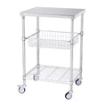 VEVOR Kitchen Utility Cart, 3 Tiers, Wire Rolling Cart with 470LBS Capacity, Steel Service Cart on Wheels, Metal Storage Trolley, Silver
