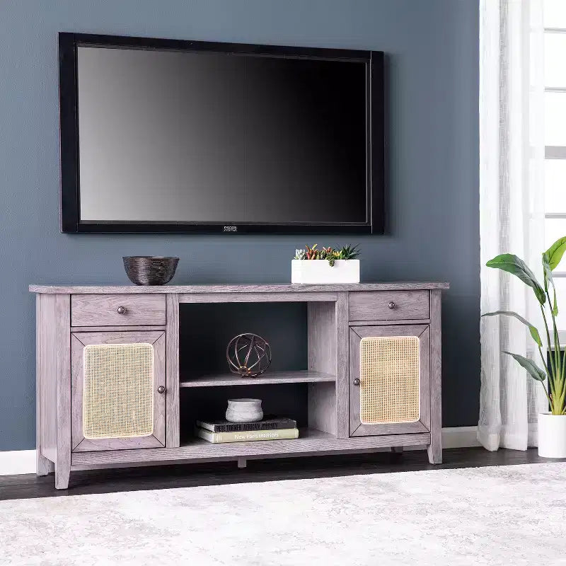 Meuble TV avec rangement – gris – SEI