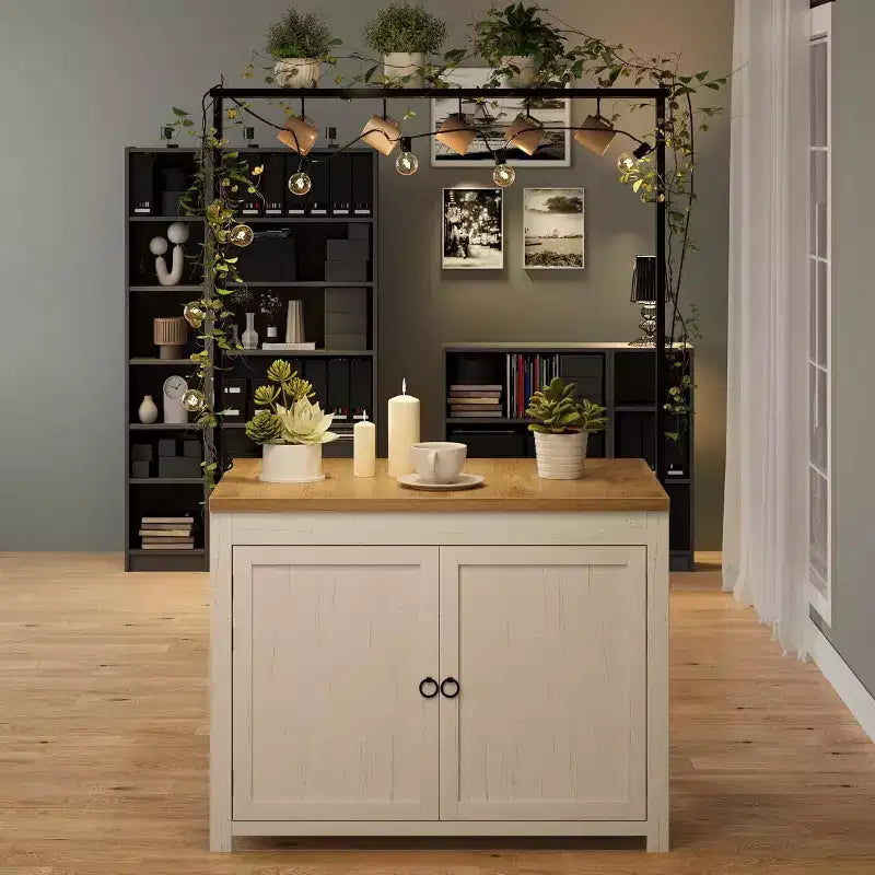 41 îlot de cuisine avec rangement, chariot de cuisine multifonctionnel avec étagères à 2 niveaux, 5 crochets