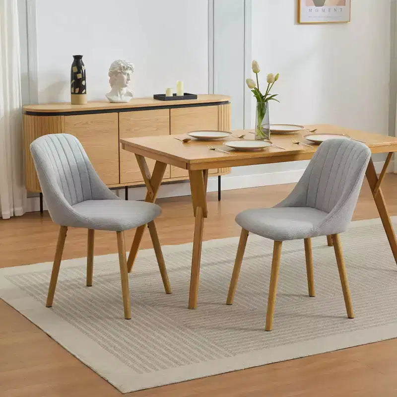 Dining Chairs Set of 2,Modern Upholstered Kitchen Chairs with Ergonomic Back Support,300lbs Capacity Dining Chairs with Oak Legs