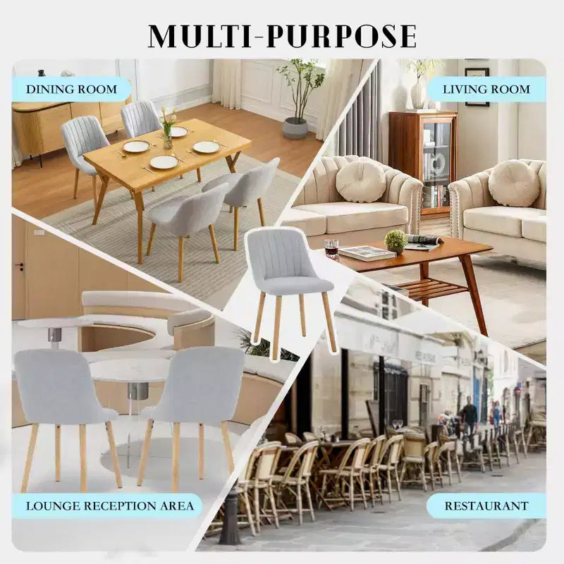 Lot de 2 chaises de salle à manger, chaises de cuisine modernes rembourrées avec dossier ergonomique, chaises de salle à manger avec pieds en chêne capacité 136 kg