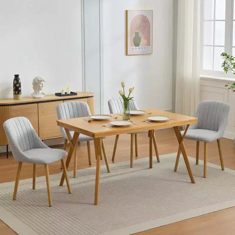 Lot de 2 chaises de salle à manger, chaises de cuisine modernes rembourrées avec dossier ergonomique, chaises de salle à manger avec pieds en chêne capacité 136 kg