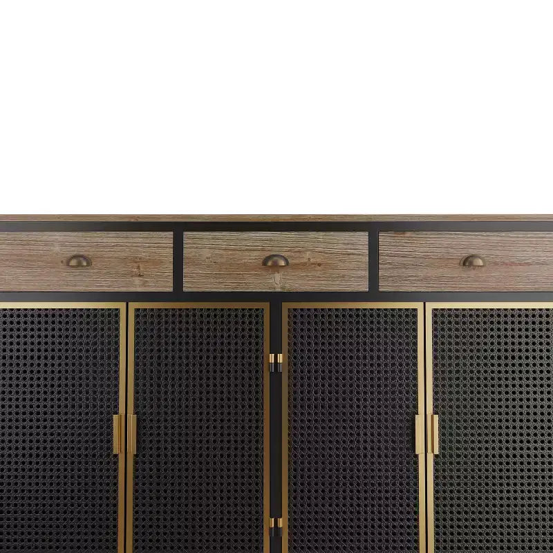 Buffet de cuisine  avec 6 portes, armoire de rangement multifonctionnelle avec 1 étagère ouverte et 1 tiroir