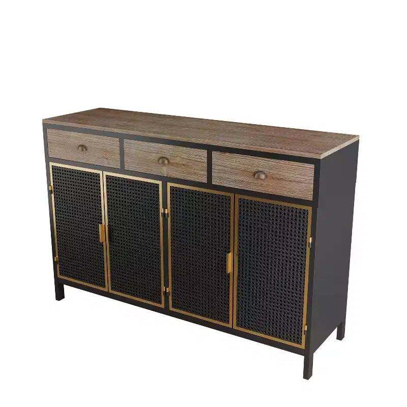 Buffet de cuisine  avec 6 portes, armoire de rangement multifonctionnelle avec 1 étagère ouverte et 1 tiroir