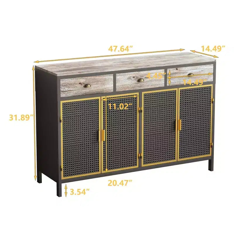Buffet de cuisine  avec 6 portes, armoire de rangement multifonctionnelle avec 1 étagère ouverte et 1 tiroir
