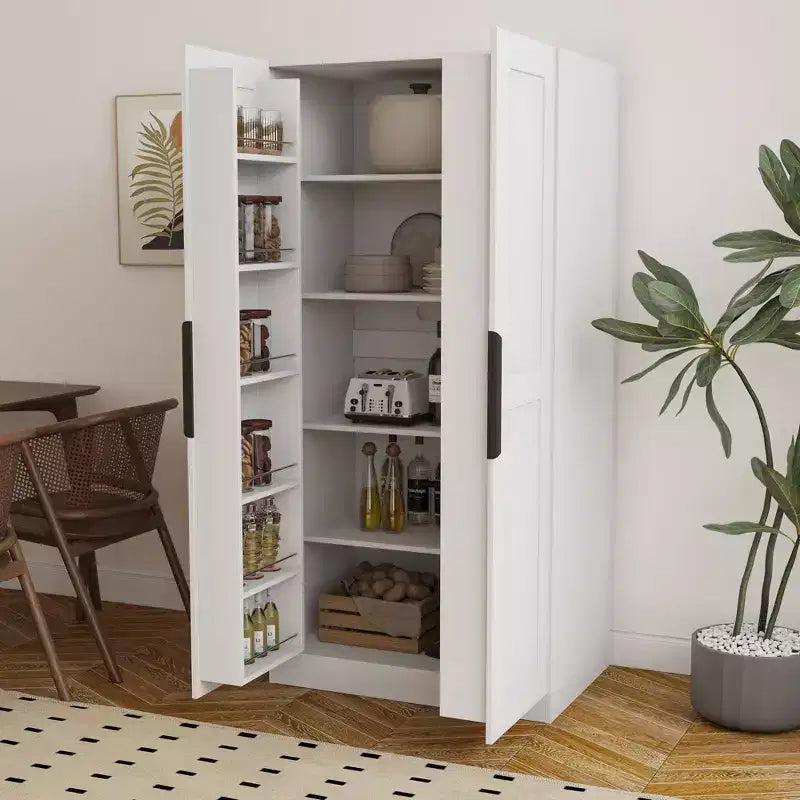 Buffet de cuisine  avec 6 portes, armoire de rangement multifonctionnelle avec 1 étagère ouverte et 1 tiroir