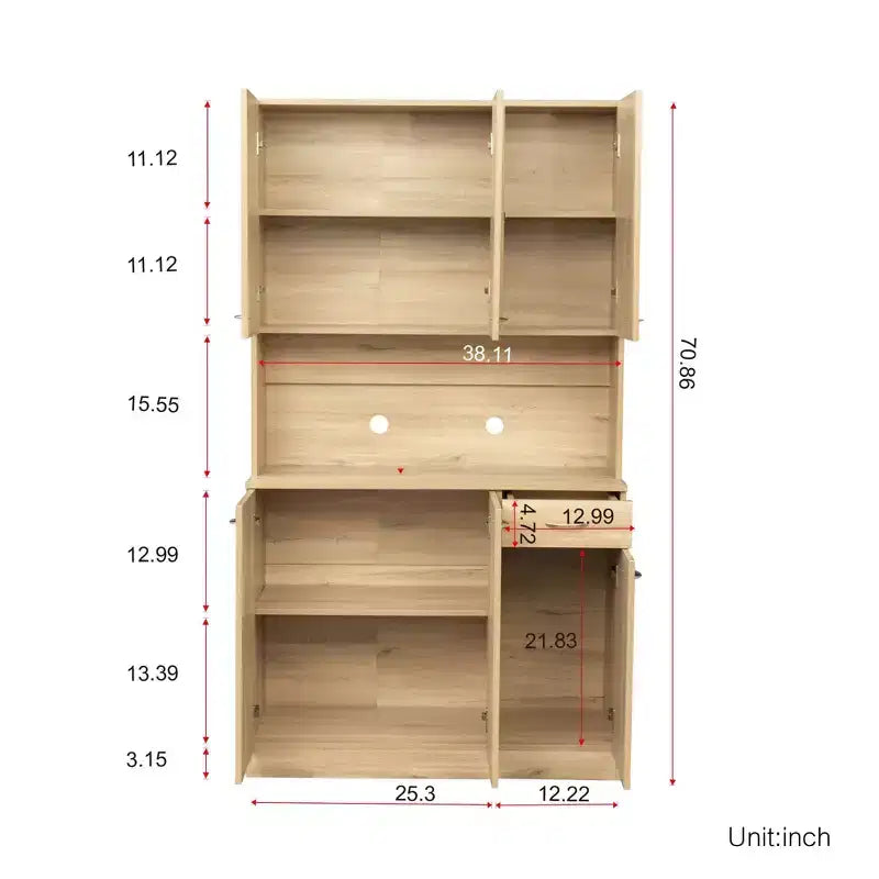 Buffet de cuisine  avec 6 portes, armoire de rangement multifonctionnelle avec 1 étagère ouverte et 1 tiroir