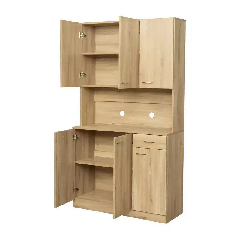 Buffet de cuisine  avec 6 portes, armoire de rangement multifonctionnelle avec 1 étagère ouverte et 1 tiroir