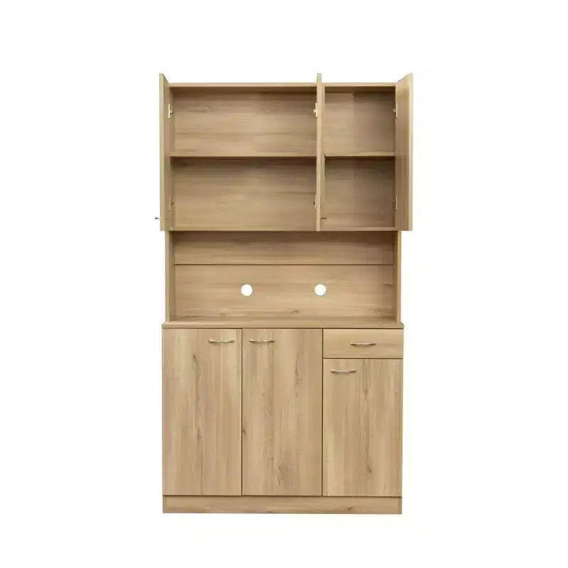 Buffet de cuisine  avec 6 portes, armoire de rangement multifonctionnelle avec 1 étagère ouverte et 1 tiroir