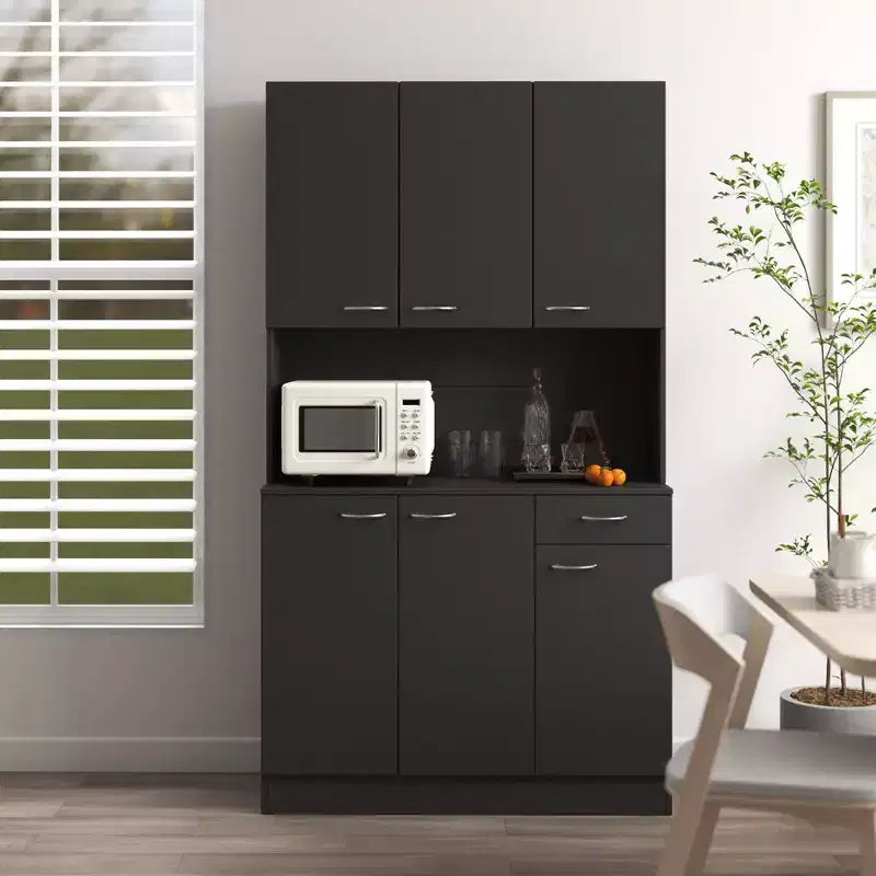 Buffet de cuisine  avec 6 portes, armoire de rangement multifonctionnelle avec 1 étagère ouverte et 1 tiroir