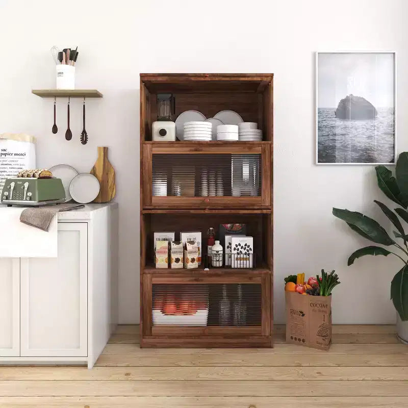 Buffet de cuisine  avec 6 portes, armoire de rangement multifonctionnelle avec 1 étagère ouverte et 1 tiroir
