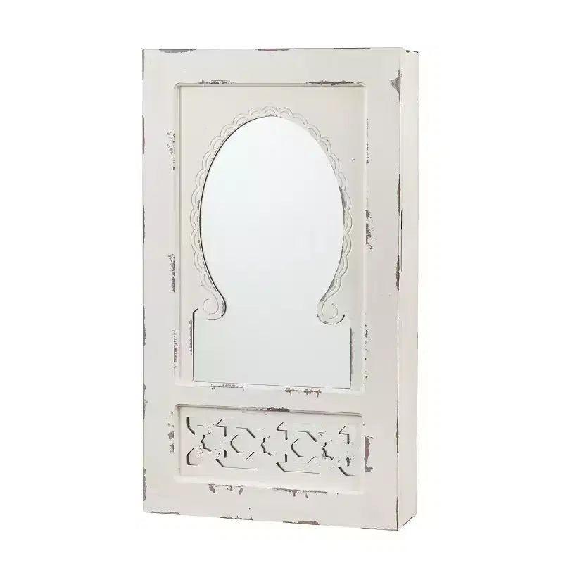Gilmore Shabby Chic Wall Mount Jewelry Mirror - White - SEI