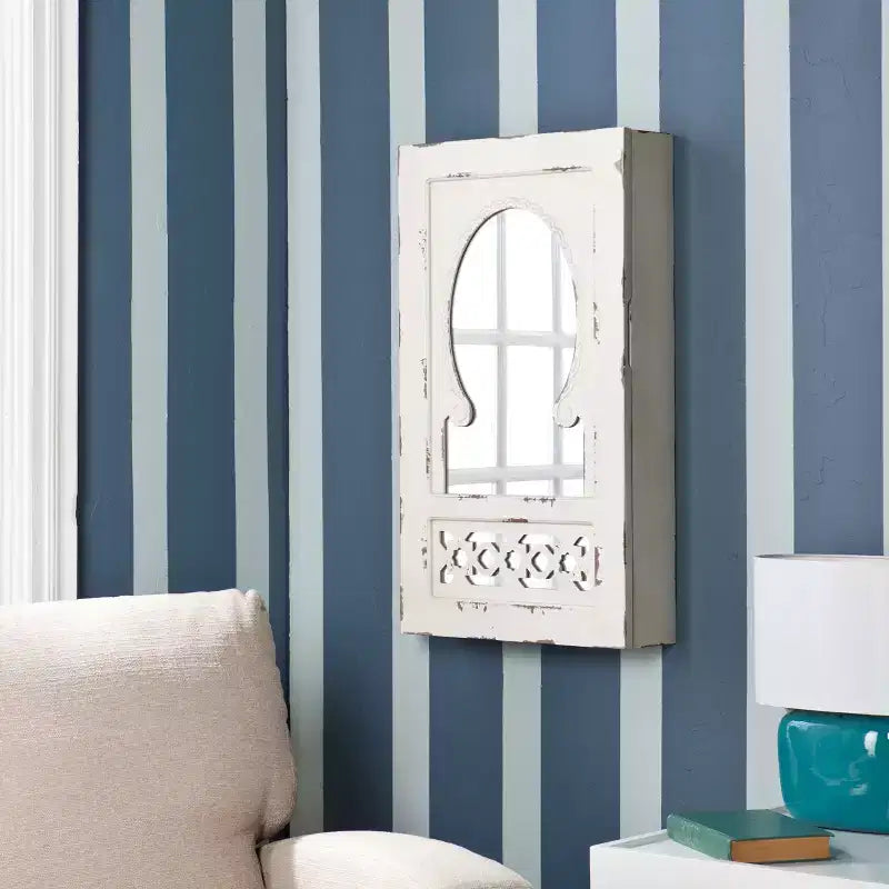 Miroir à bijoux mural shabby chic Gilmore - Blanc - SEI