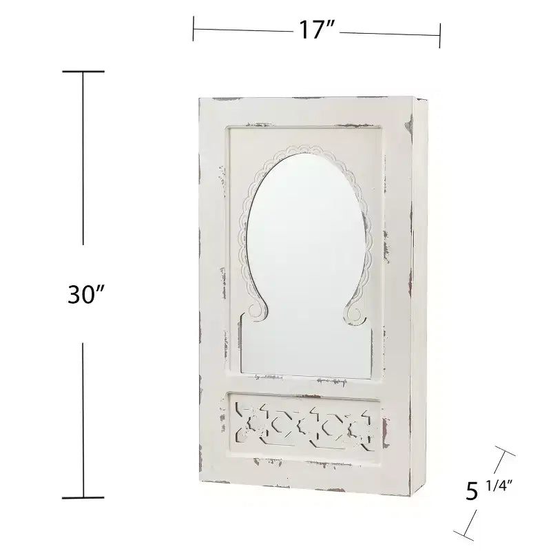 Miroir à bijoux mural shabby chic Gilmore - Blanc - SEI