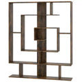 Costway 7-Tier Bookshelf Geometric Bookcase with 2 Anti-Tipping Kits Rustic Brown/White