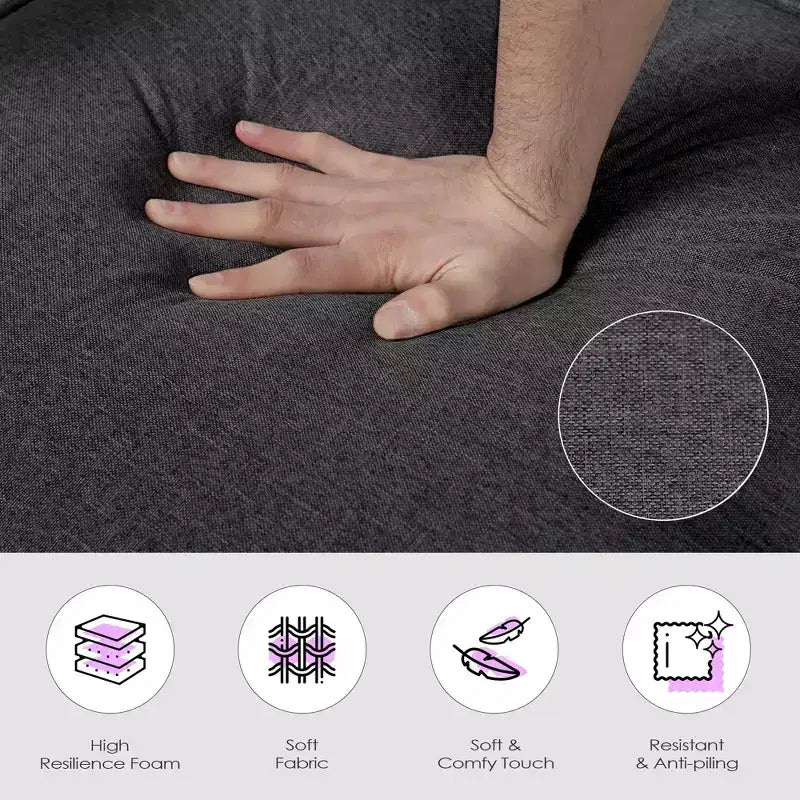 Fauteuil Lit Convertible pour Adultes avec Dossier Réglable sur 5 Positions et Oreiller, Canapé-Lit Futon Simple Confortable pour Appartement, Bureau