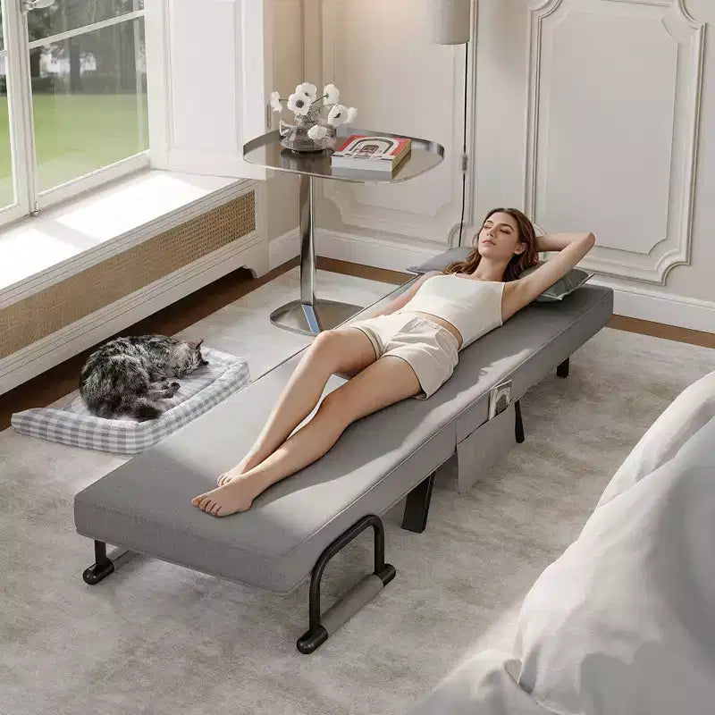 Fauteuil Lit Convertible pour Adultes avec Dossier Réglable sur 5 Positions et Oreiller, Canapé-Lit Futon Simple Confortable pour Appartement, Bureau