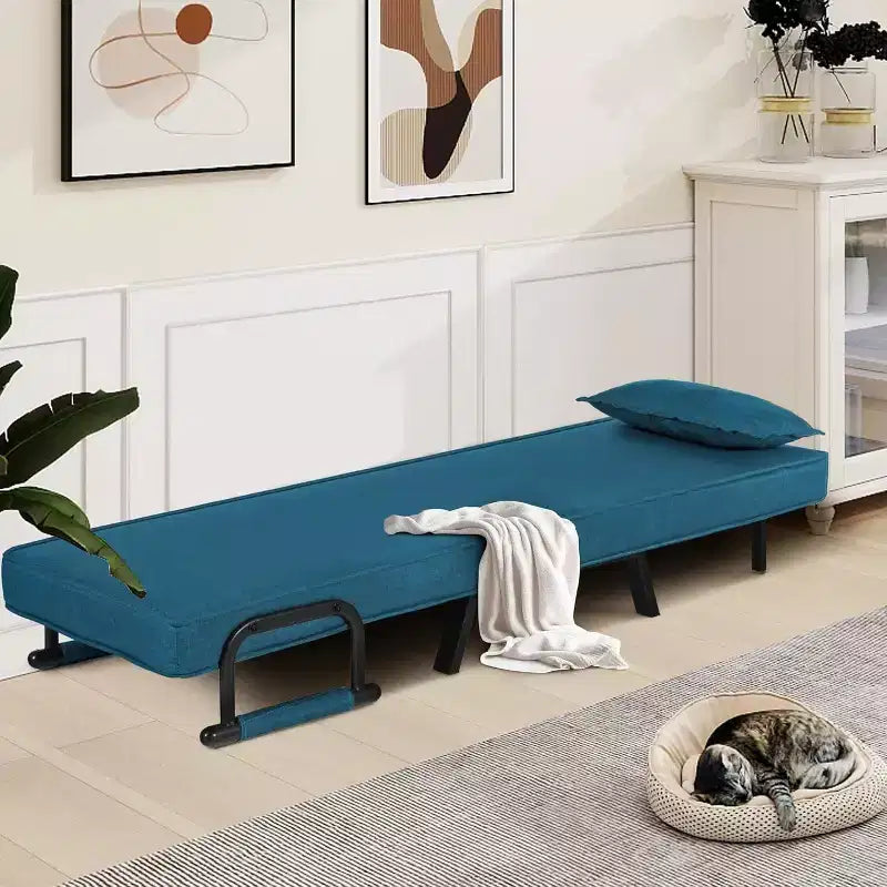 Fauteuil Lit Convertible pour Adultes avec Dossier Réglable sur 5 Positions et Oreiller, Canapé-Lit Futon Simple Confortable pour Appartement, Bureau